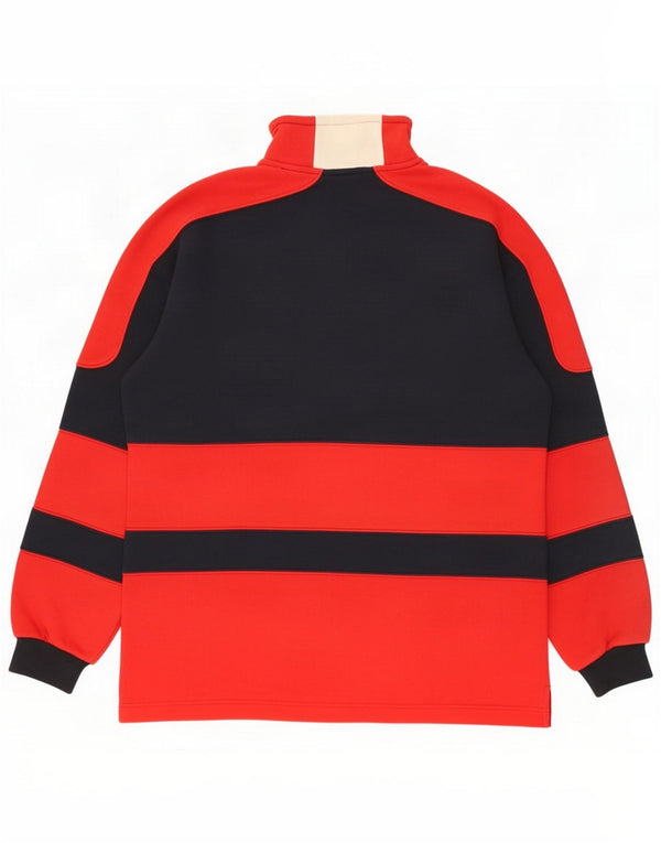 Vintage Mens Graphic Zip Neck Sweatshirt Jumper IT 52 Large Red Colourblock