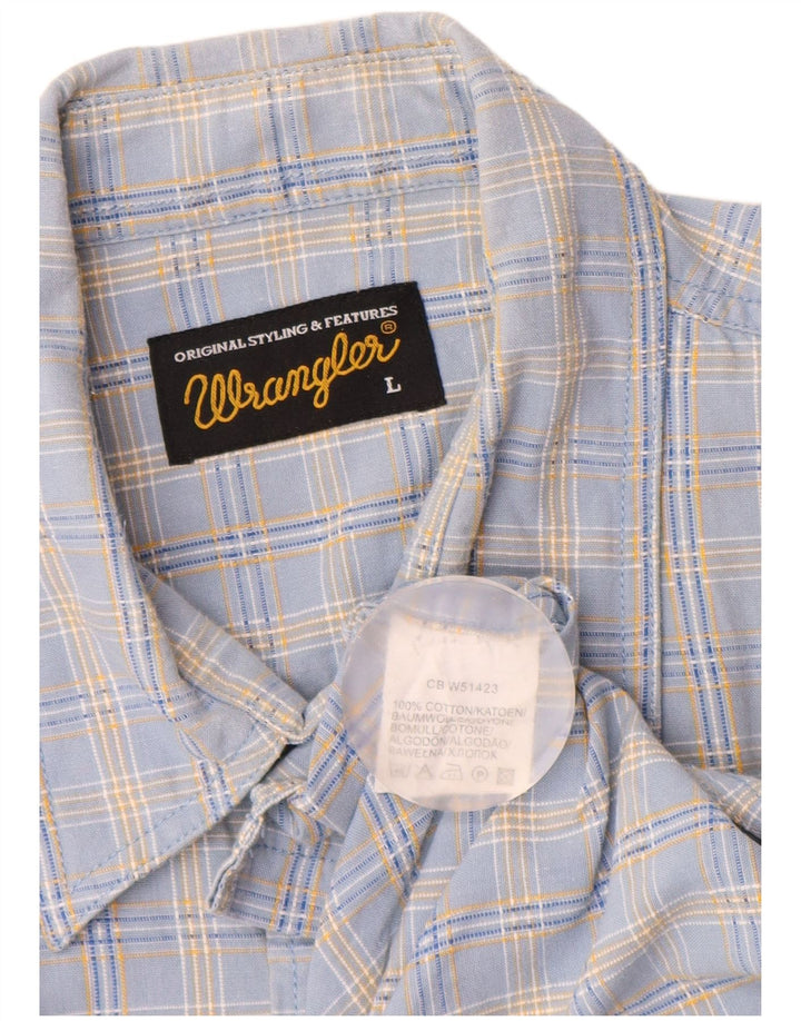 WRANGLER Chemise à manches courtes pour homme en coton à carreaux bleus