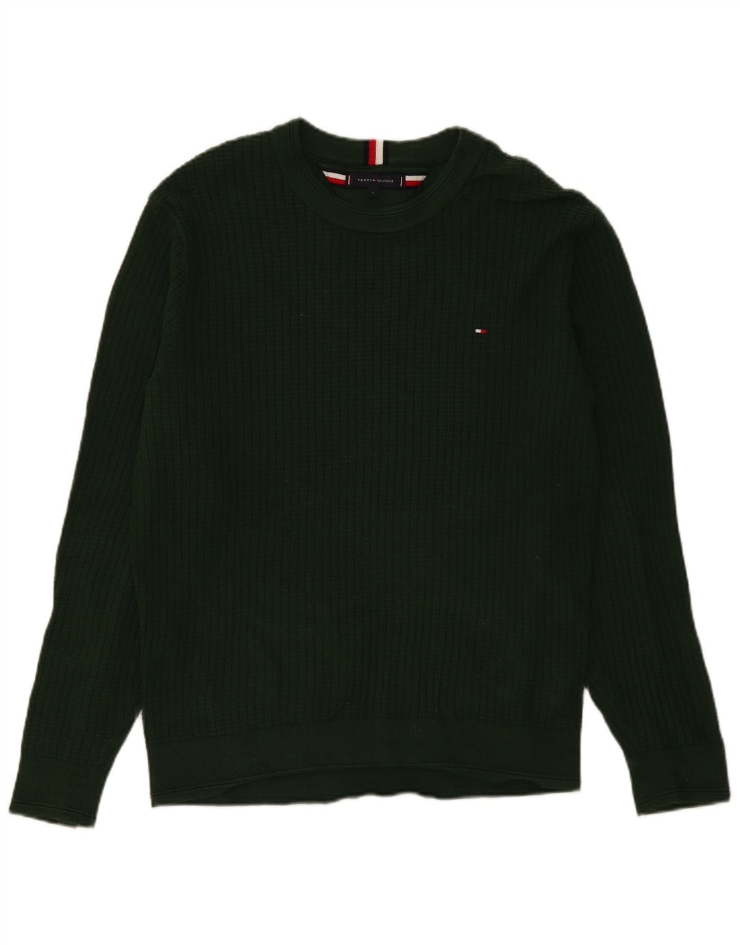 TOMMY HILFIGER Pull à col rond pour homme en coton vert grand