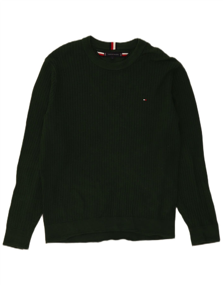TOMMY HILFIGER Pull à col rond pour homme en coton vert grand