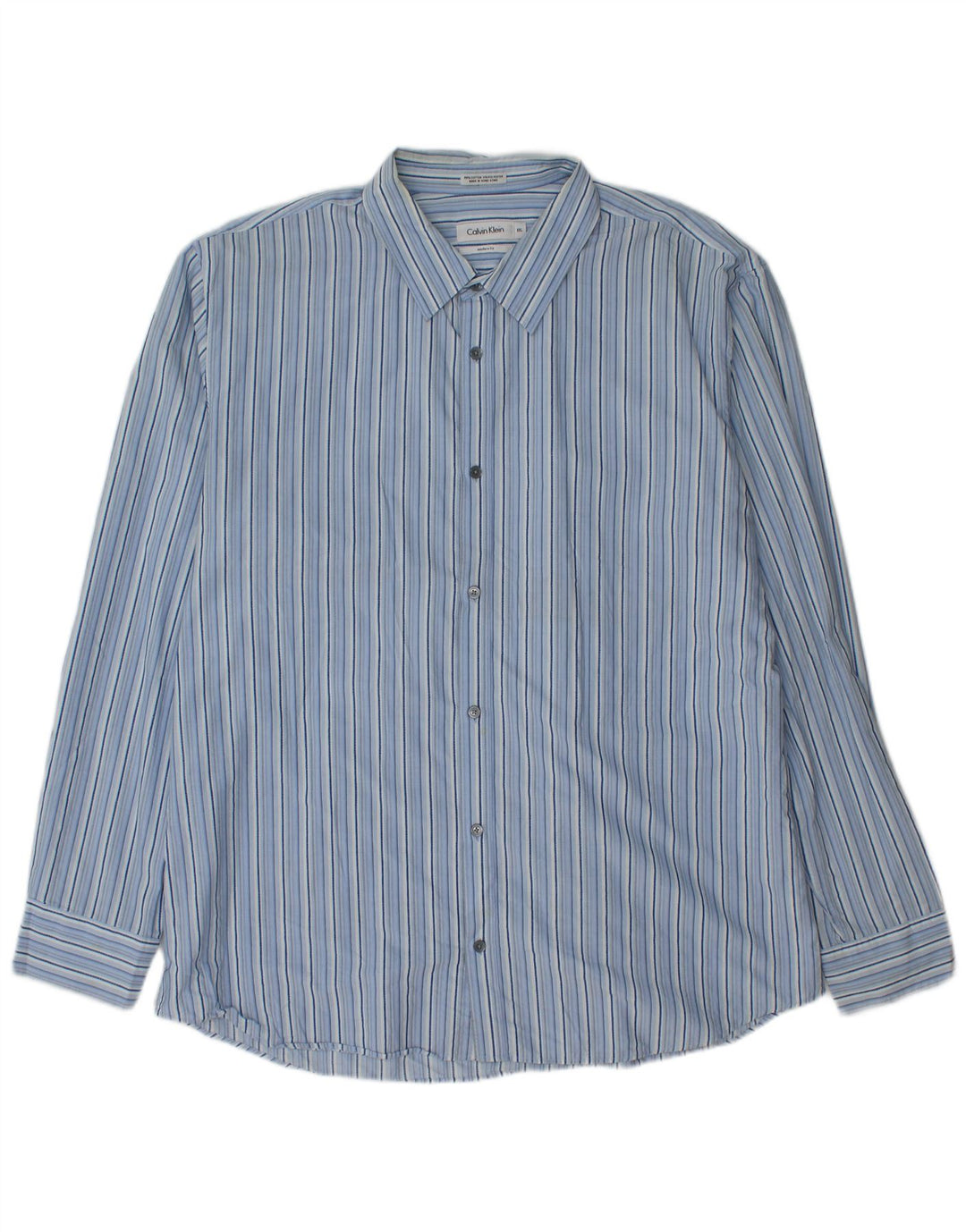 CALVIN KLEIN Chemise Coupe Moderne Homme 2XL Bleu Rayé Coton