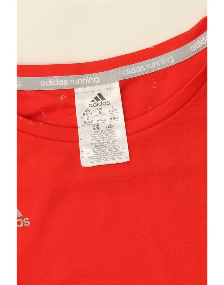 Adidas Femmes Running Graphic T-Shirt Top UK 12/14 Orange Moyen Polyester