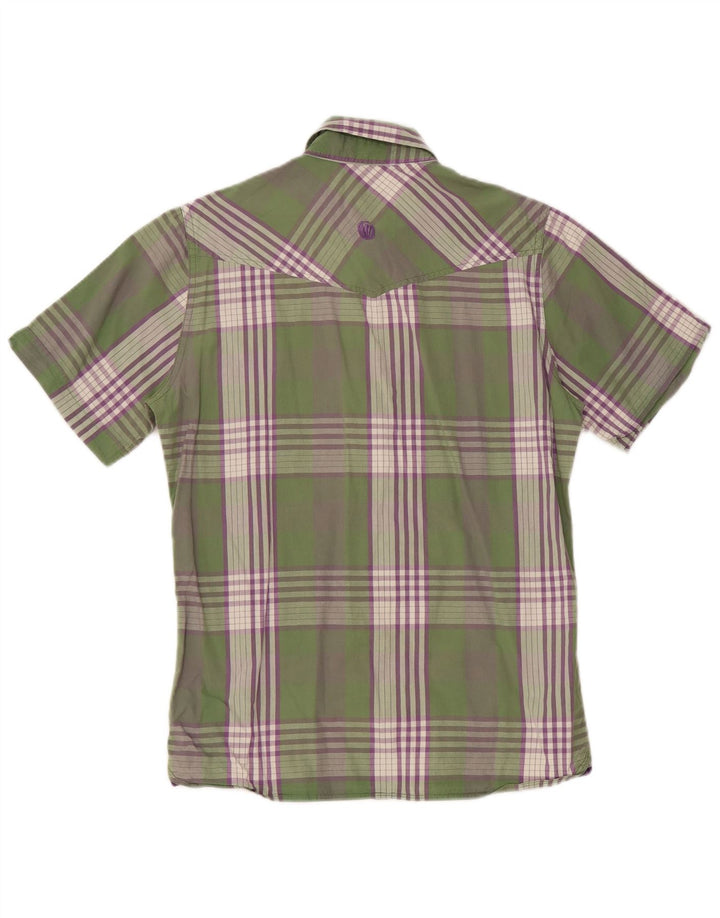 FAT FACE Chemise à manches courtes pour hommes en petit coton à carreaux vert