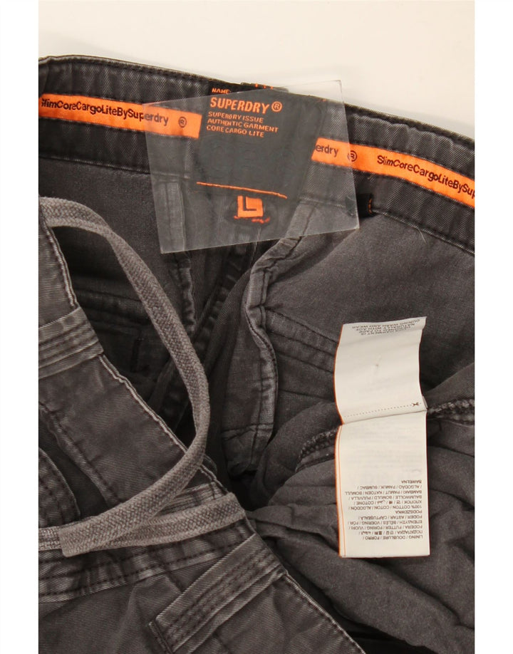 SUPERDRY Pantalon Cargo Slim Homme Large W36 L33 Gris Coton