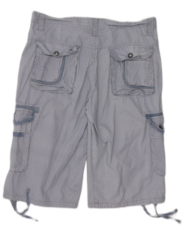 vintage Mens Cargo Shorts 2XL W40 Bleu Pinstripe Coton