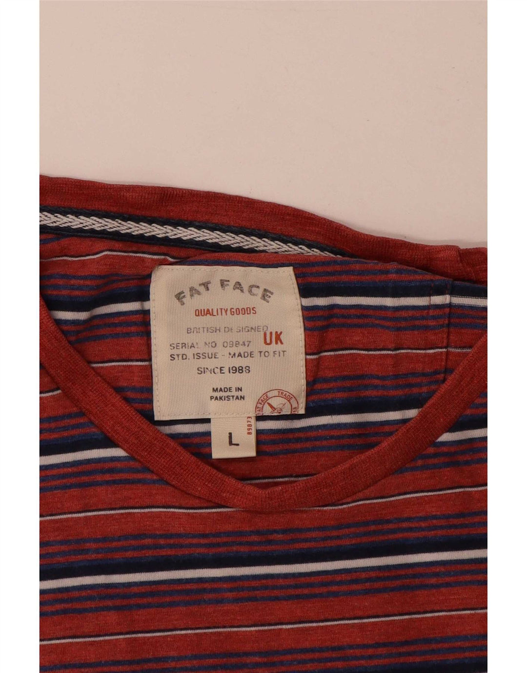 Fat Face T-Shirt Homme Haut Large Rouge Rayé Coton