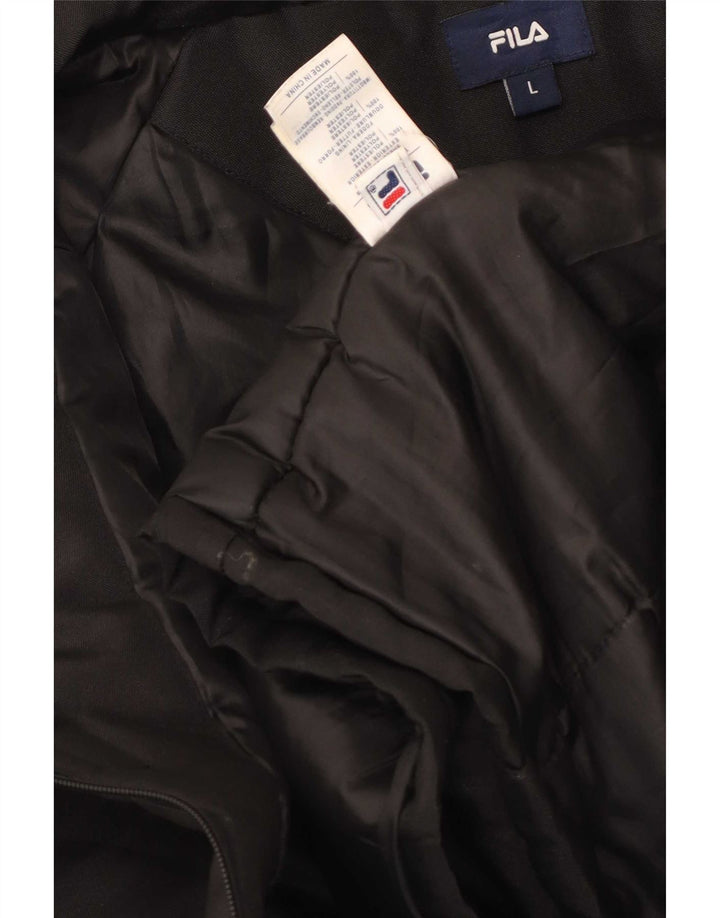 Fila Veste coupe-vent à capuche pour homme UK 40 Large Noir Polyester