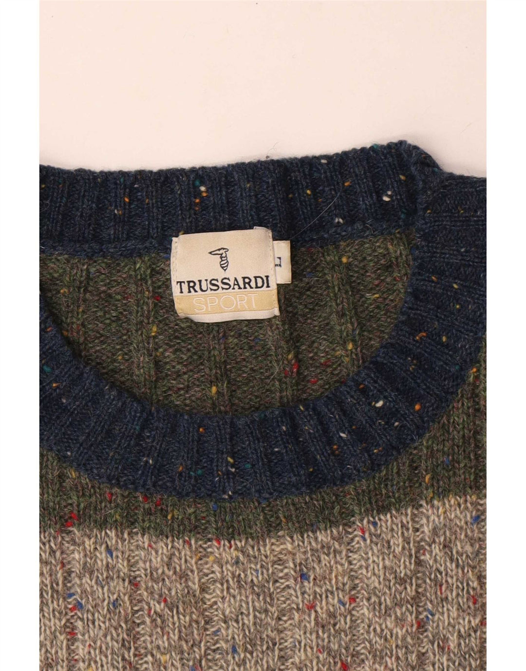 Trussardi Pull Col Ras Du Cou Grande Laine Rayée Multicolore