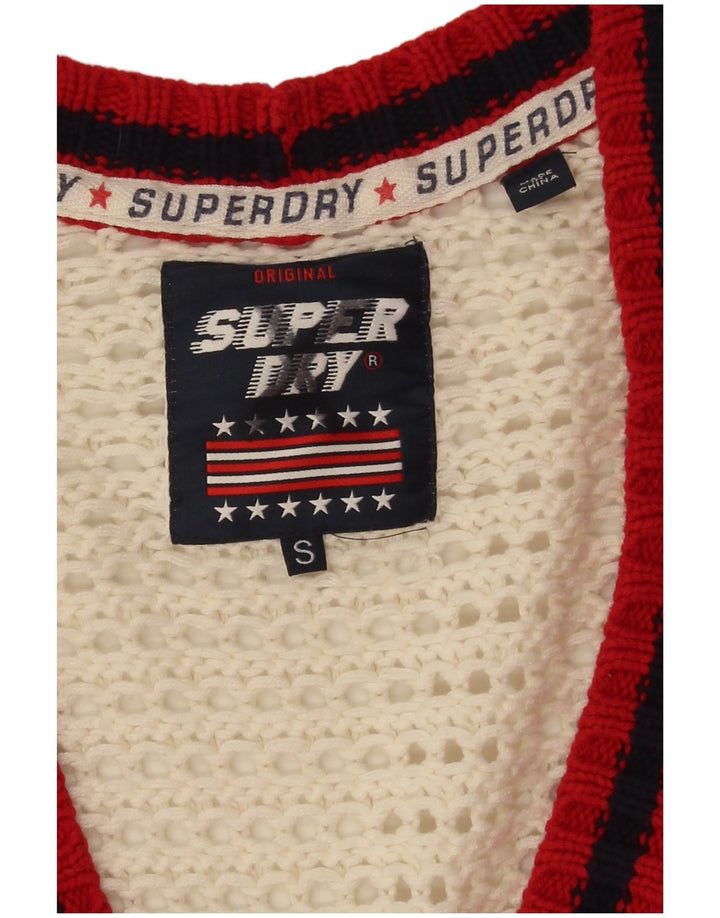 Superdry Cardigan surdimensionné pour femme UK 10 Petit colorblock blanc