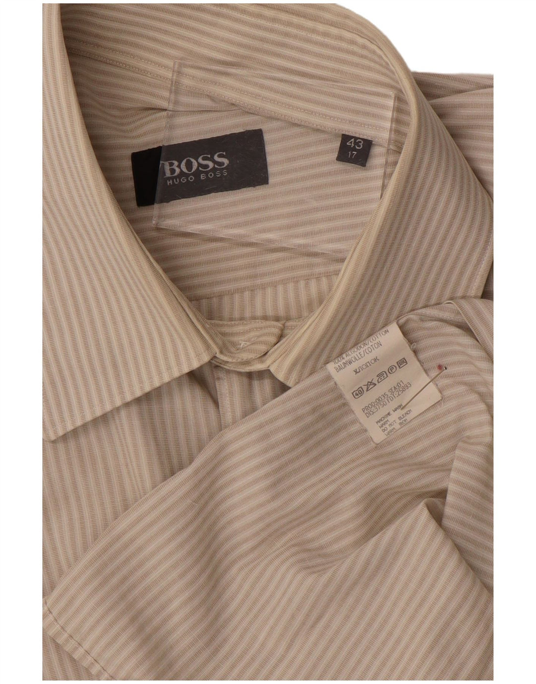 HUGO BOSS Chemise homme Taille 43 17 XL Coton rayé beige