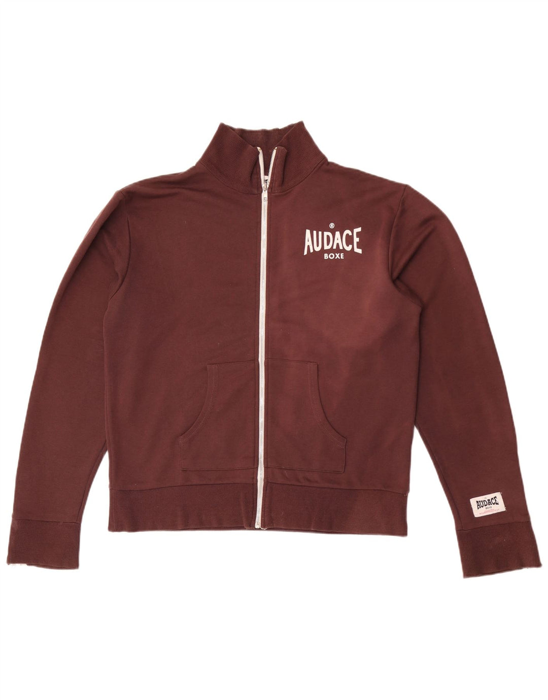 vintage Mens Graphic Survêtement Top Veste Coton Marron Moyen