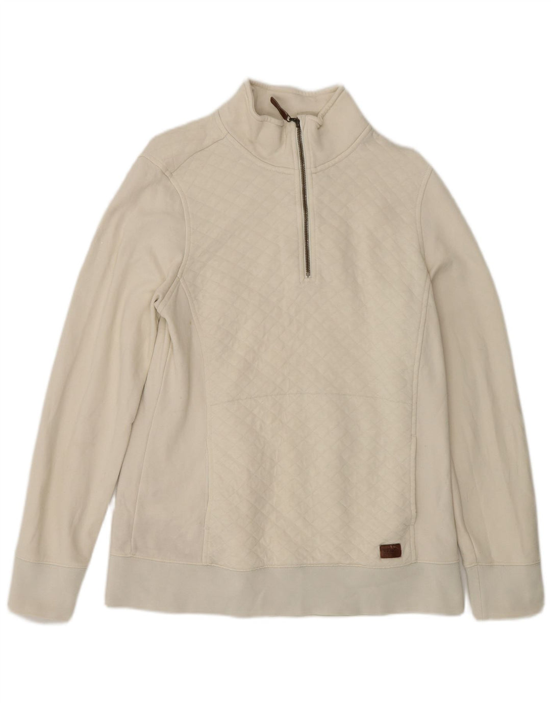 L.L.Bean Sweat-shirt surdimensionné à col zippé pour femme UK 10 Petit Blanc