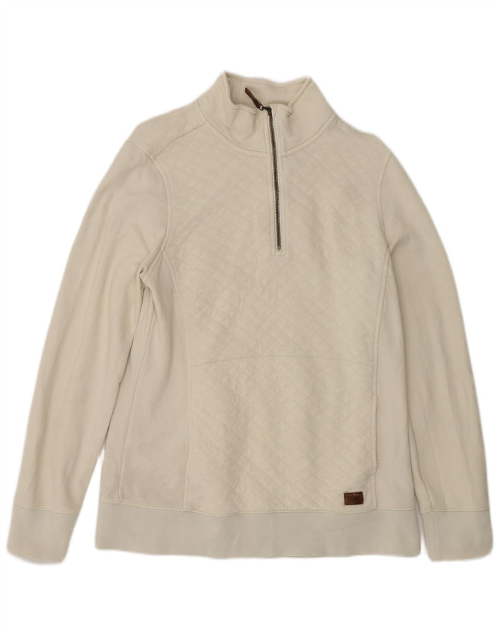 L.L.Bean Sweat-shirt surdimensionné à col zippé pour femme UK 10 Petit Blanc