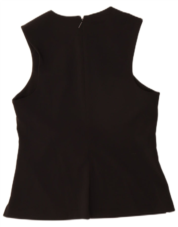 Calvin Klein Womens Blouse sans manches Top IT 40 Small Noir Polyester
