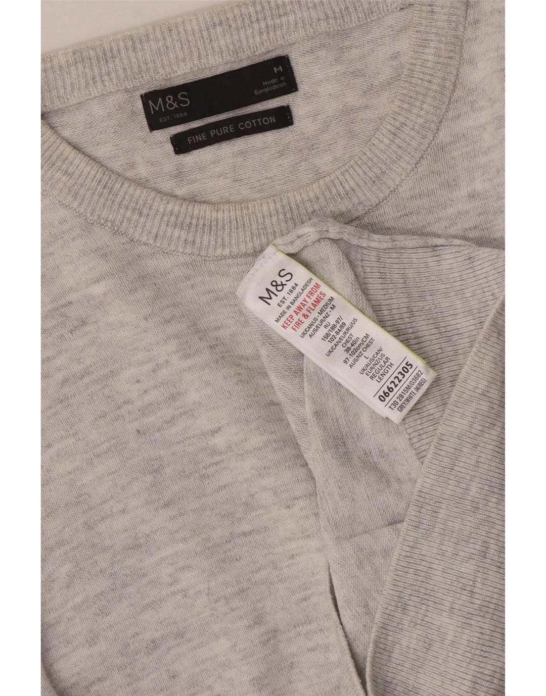 Marks & Spencer Pull col rond homme gris moyen coton moucheté