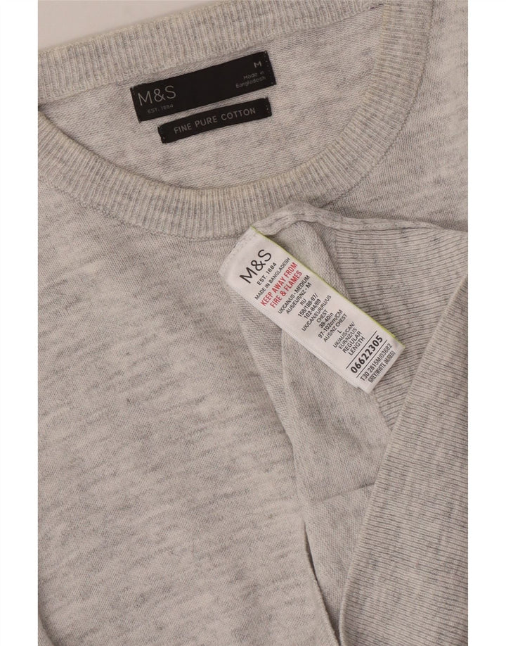 Marks & Spencer Pull col rond homme gris moyen coton moucheté