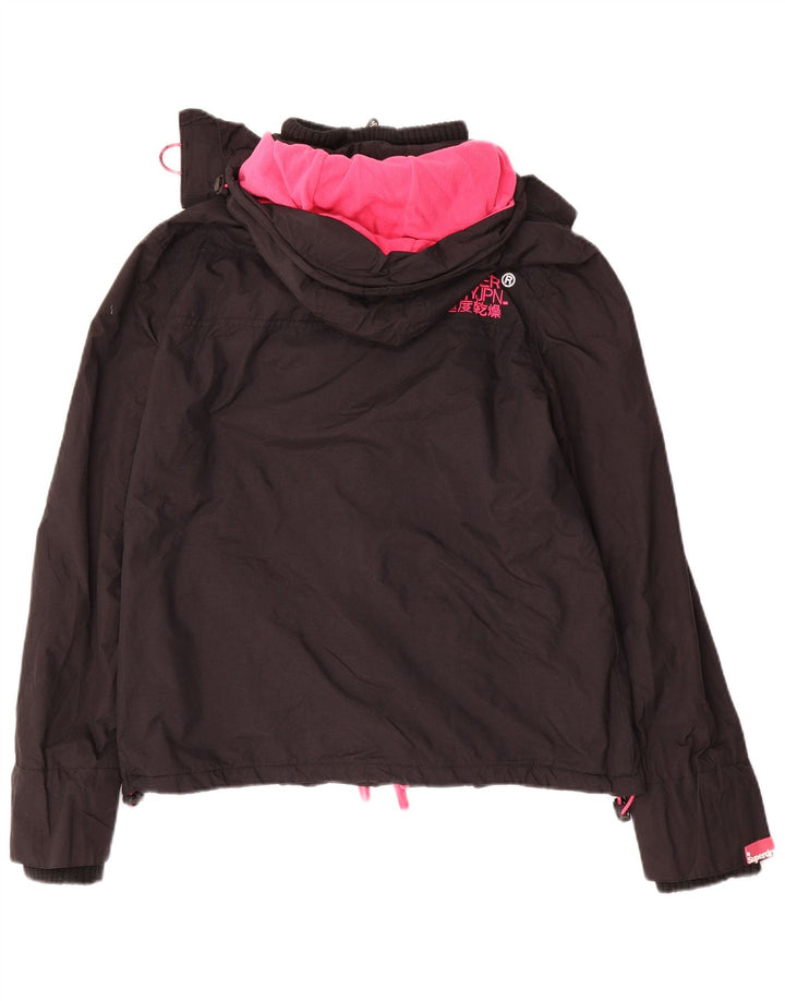 SUPERDRY Veste coupe-vent à capuche Windcheater pour femme UK 16 Large Noir