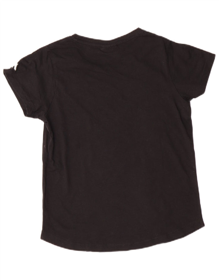 KAPPA T-shirt graphique pour femme UK 10 Small Noir Coton