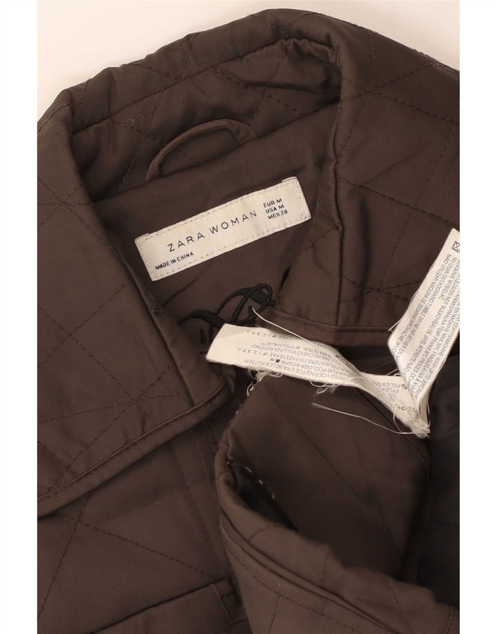 Zara Veste matelassée pour femme UK 12 Polyester marron moyen