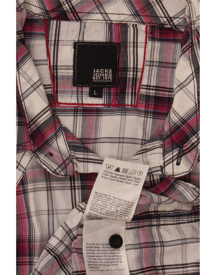 Jack & Jones Chemise Graphique Homme Grand Carreau Blanc Coton