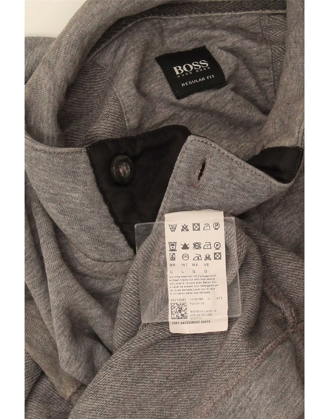 Hugo Boss Hommes Button Neck Sweatshirt Jumper Grand Gris Coton