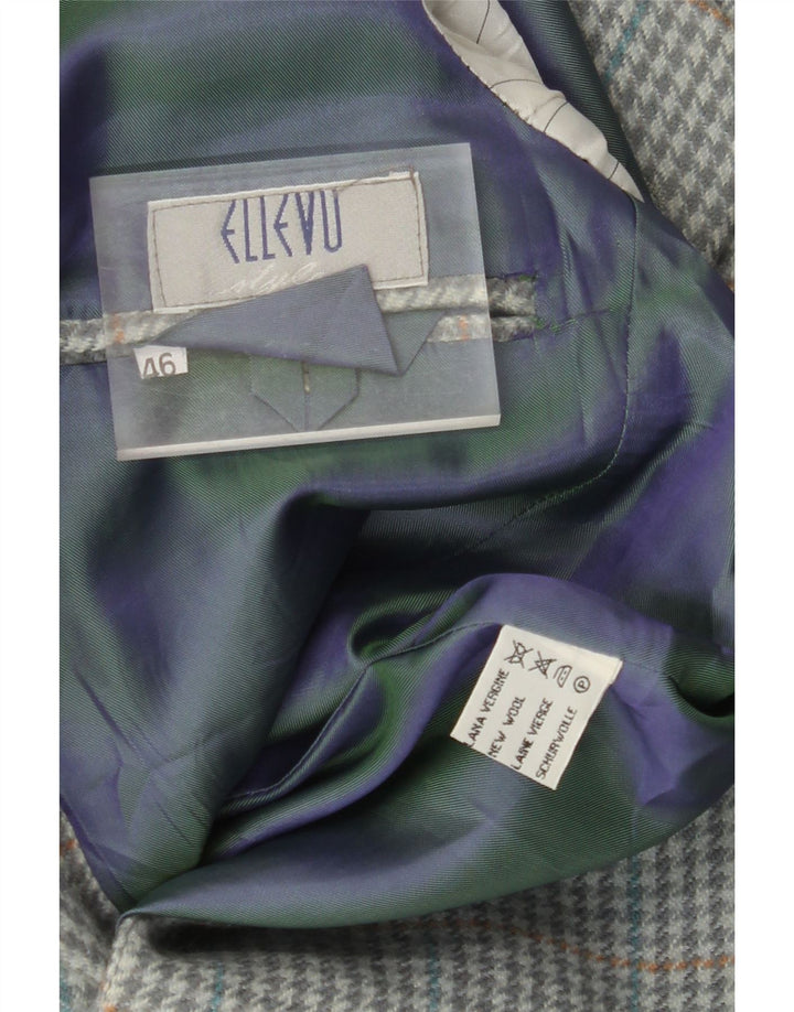 VINTAGE Veste Blazer 2 Boutons Homme IT 46 Petit Pied-de-Poule Gris Laine Nouvelle