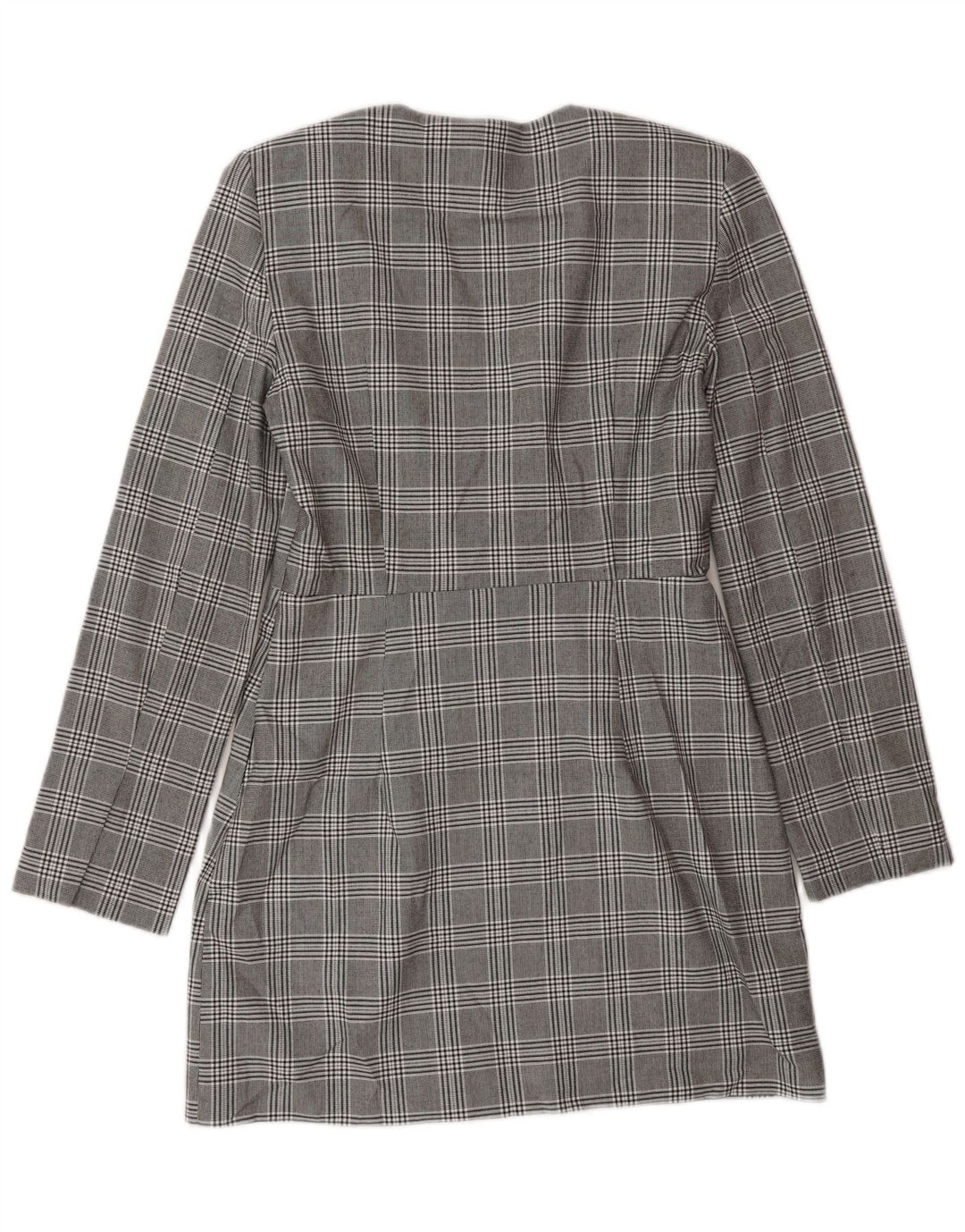 Zara Robe droite à manches longues pour femme UK 12 Gris moyen à carreaux en polyester