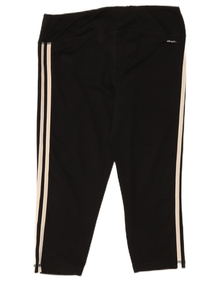 ADIDAS Womens Capri Leggings UK 12 Medium Black Polyester