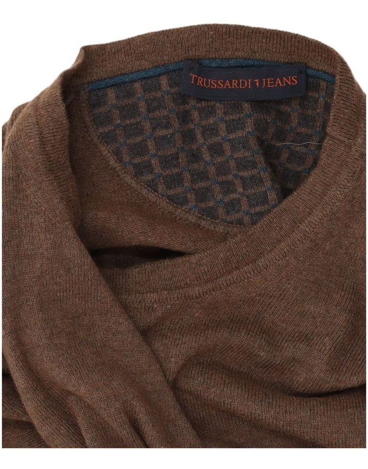 Trussardi Jeans Pull Col Ras Du Cou Homme Marron Moyen