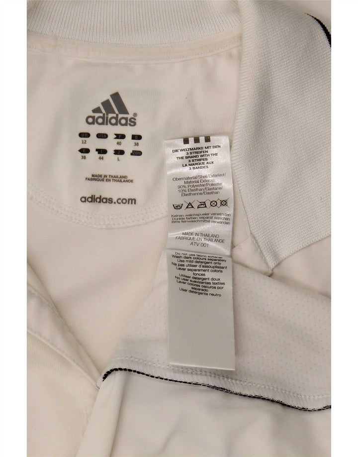 Adidas Polo Femme UK 12 Medium Blanc Colorblock Polyester