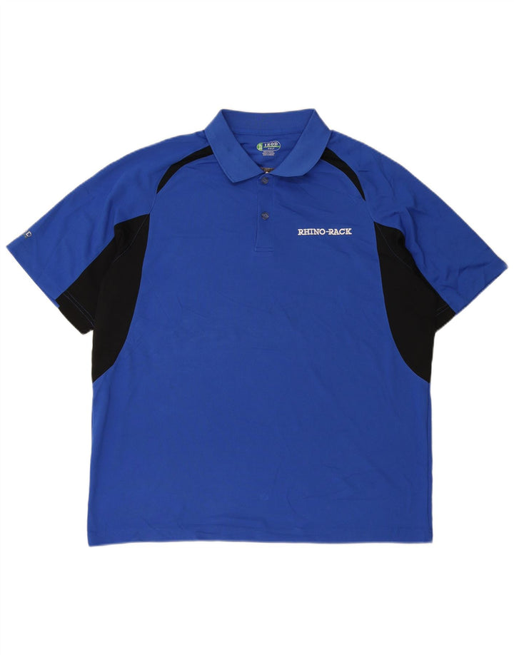 IZOD Mens Graphic Polo Shirt XL Blue Colourblock