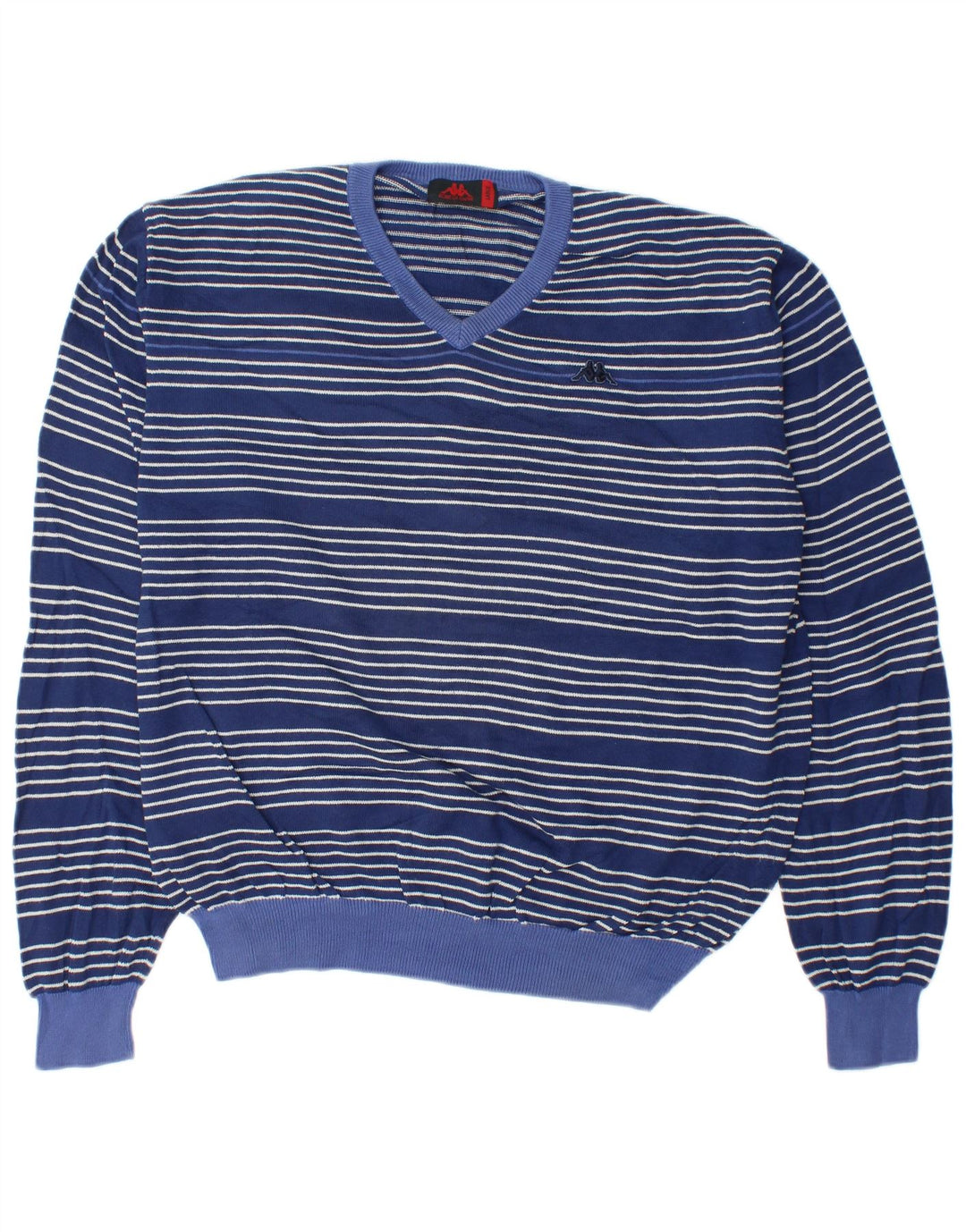 Kappa Homme Col V Pull Pull Large Bleu Marine Rayé Coton