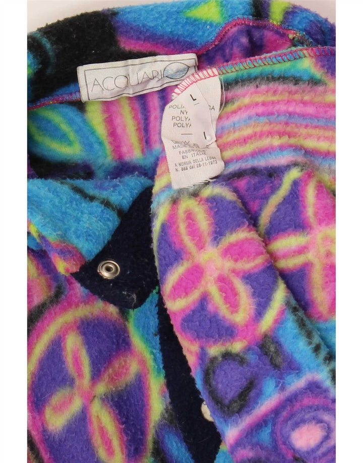 vintage Mens Anorak Fleece Jumper Grand Polyamide Géométrique Multicolore