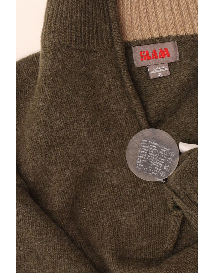 Slam Pull col zippé homme XL kaki laine vierge