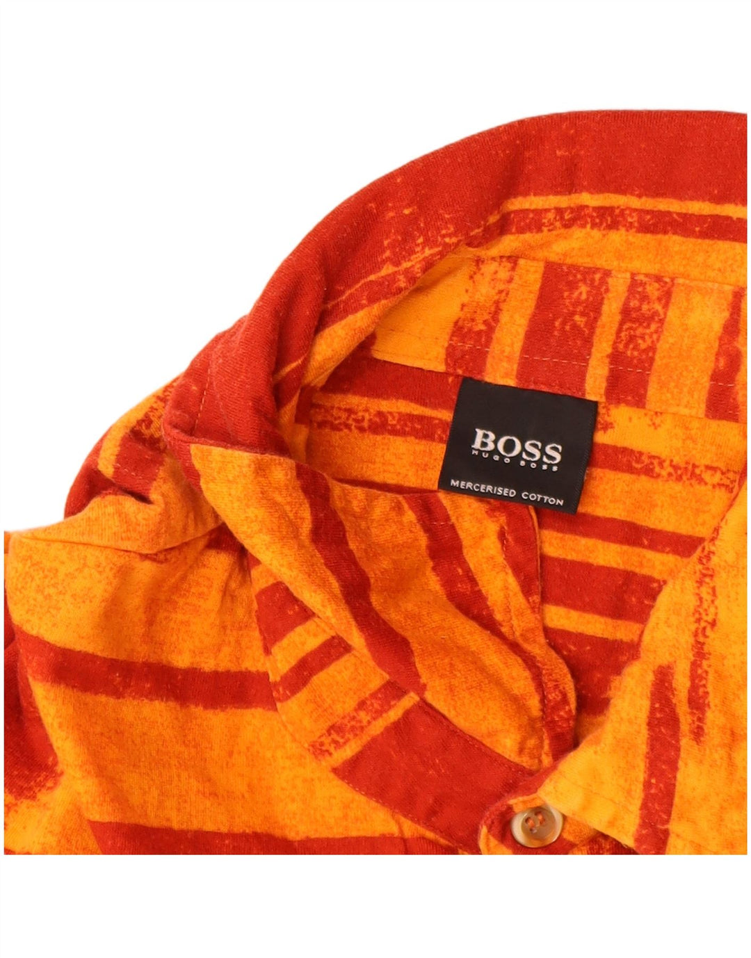 HUGO BOSS Homme Chemise à Manches Courtes XL Coton Rayé Orange