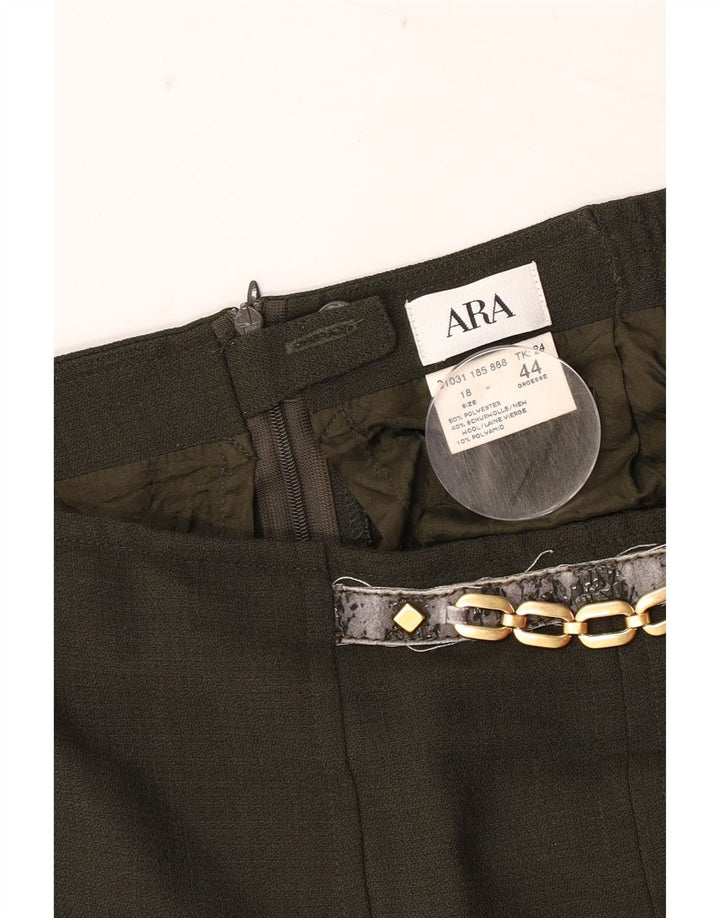 ARA Jupe Droite Femme UK 18 XL W34 Kaki Polyester