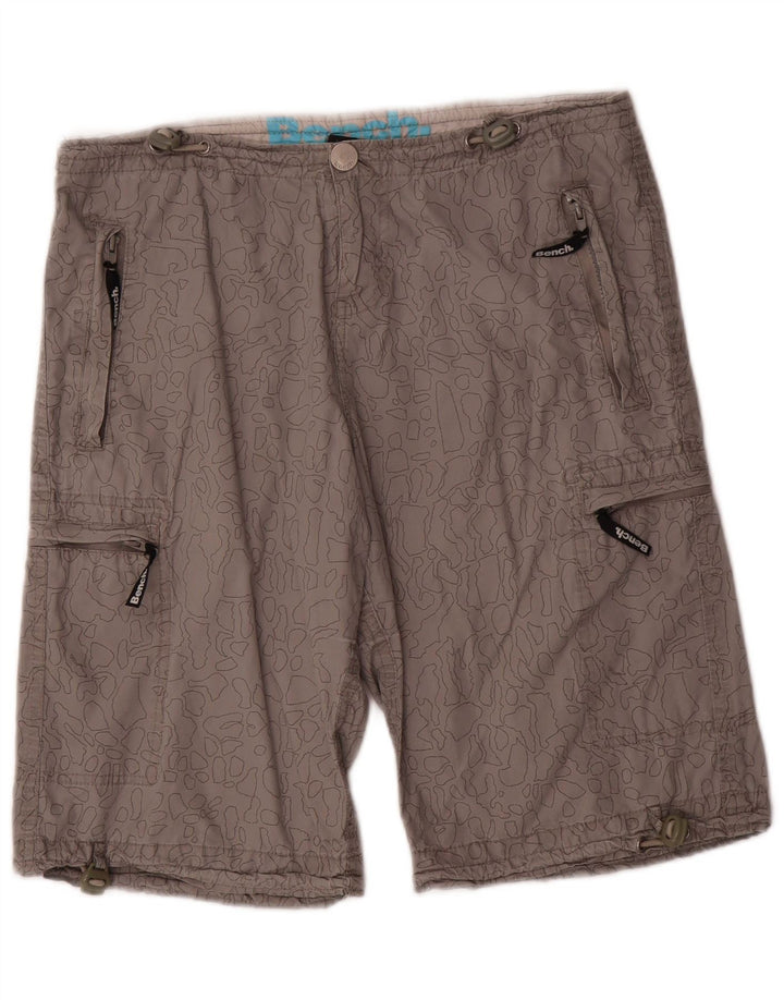 BENCH Short Cargo Homme W28 Petit Gris Géométrique Coton