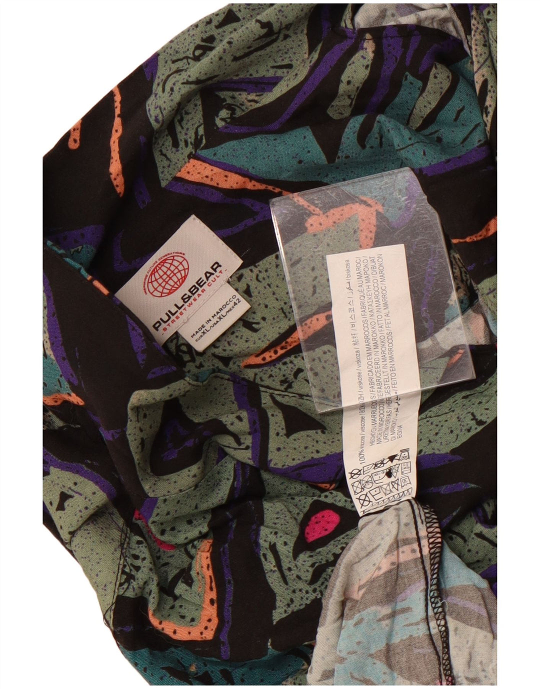 Pull & Bear Chemise à Manches Courtes Homme XL Multicolore Géométrique Viscose