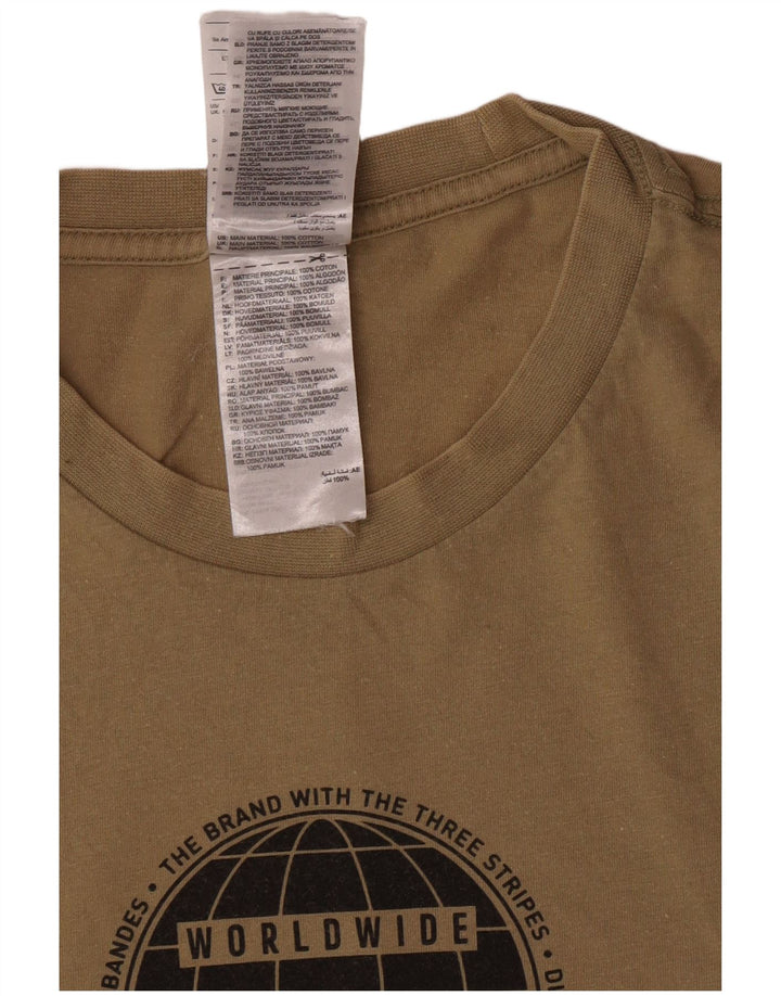 Adidas Mens Regular Graphic T-Shirt Top Petit Kaki Coton