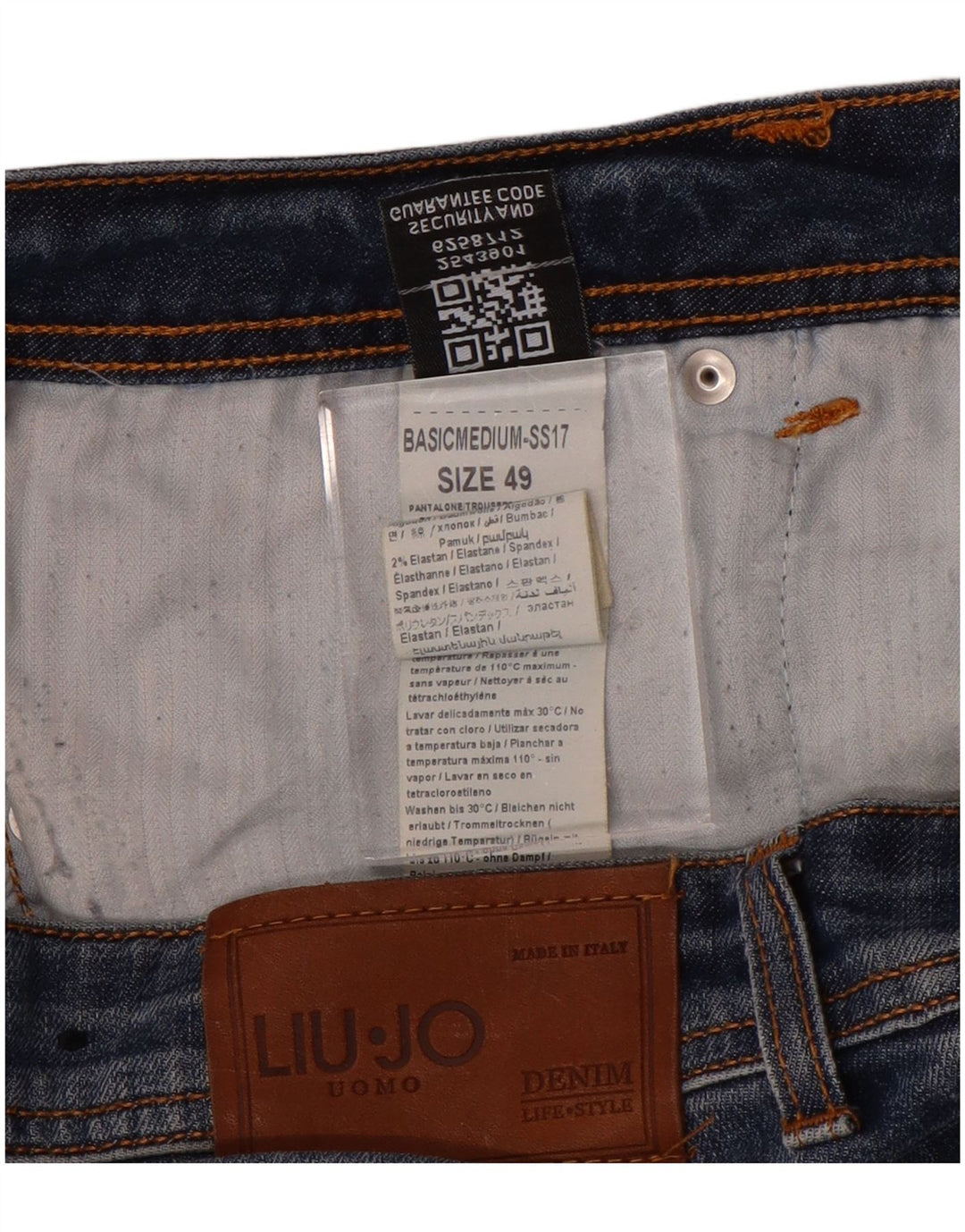 Liu Jo Jean Slim Regular Homme IT 49 Moyen W34 L25 Bleu Coton