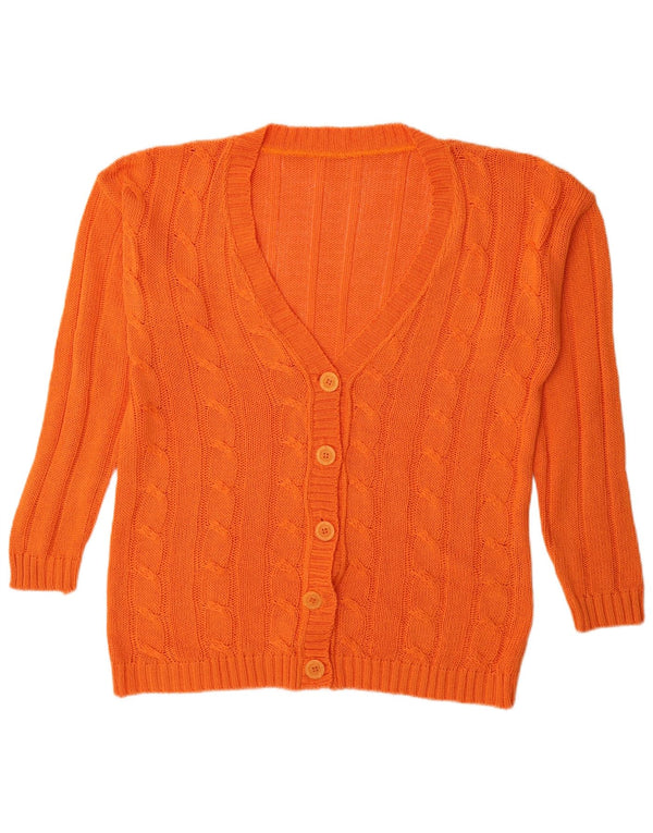 vintage Femme Cardigan Pull UK 16 Grand Orange