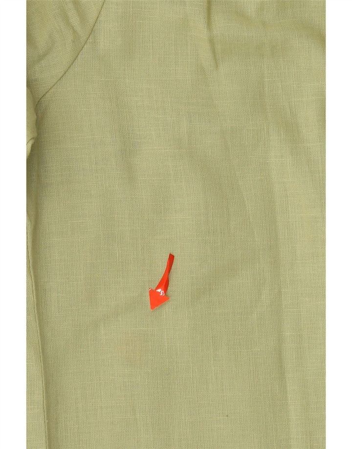 vintage Femmes 3/4 Manches Ruffle Front Blouse Top EU 40 Medium Khaki Heart