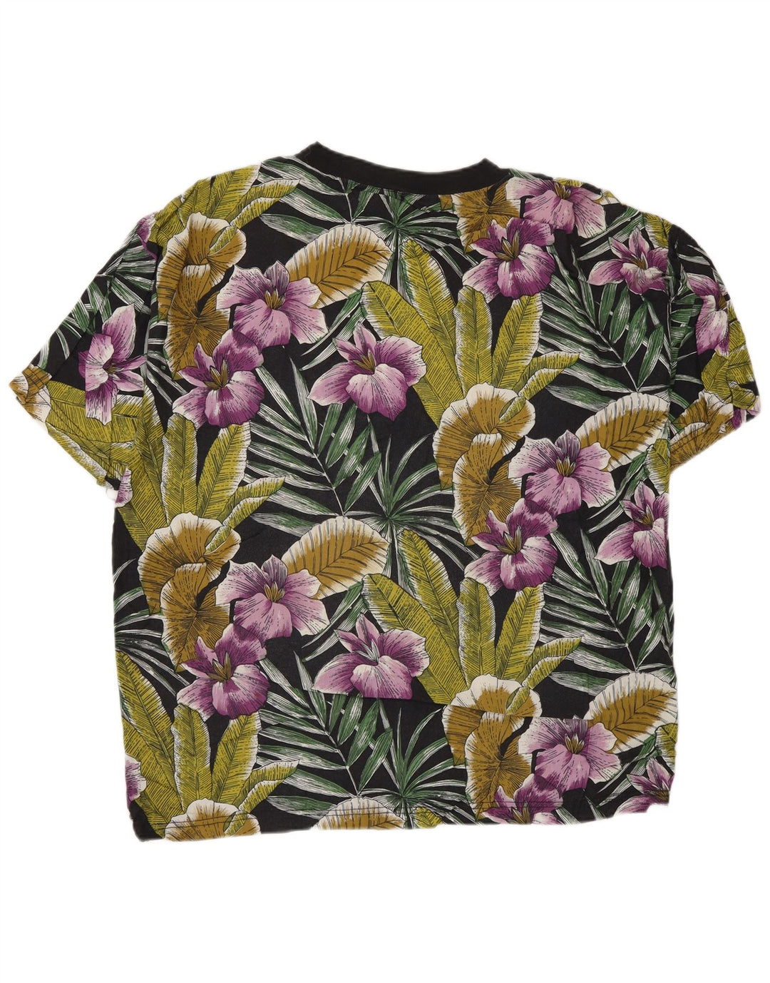vintage Mens T-Shirt Top Moyen Rayonne Florale Multicolore