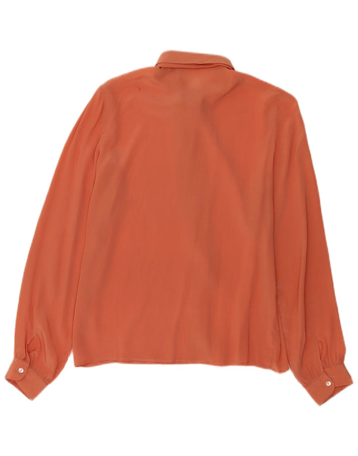 vintage Femme Front Tie Shirt Blouse IT 44 Orange Moyen