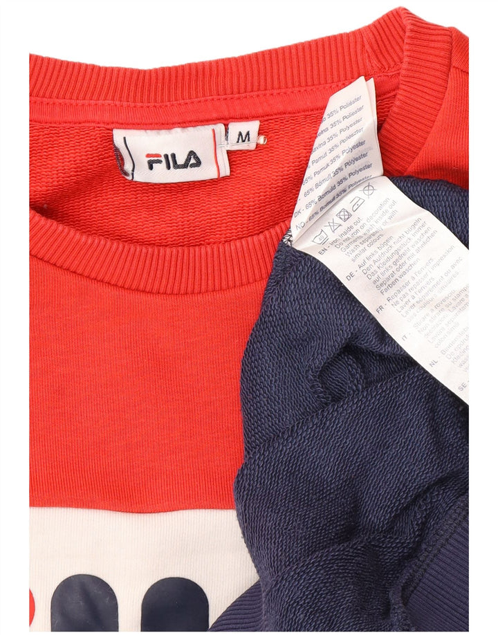 FILA Sweat-shirt graphique pour femme UK 14 Bleu marine moyen Colourblock