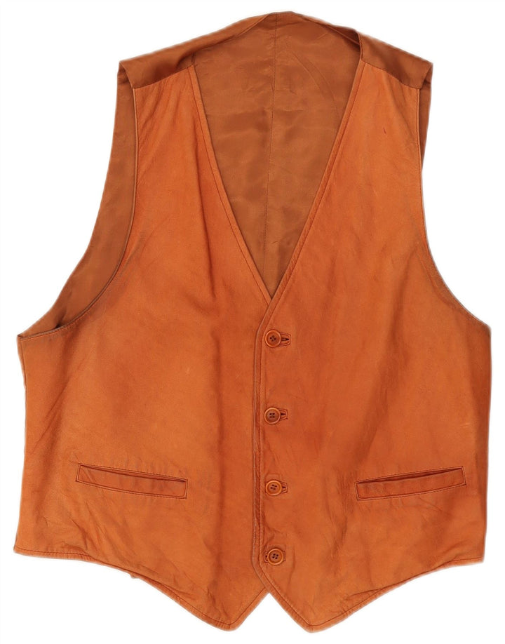 gilet en cuir homme vintage XL cuir marron