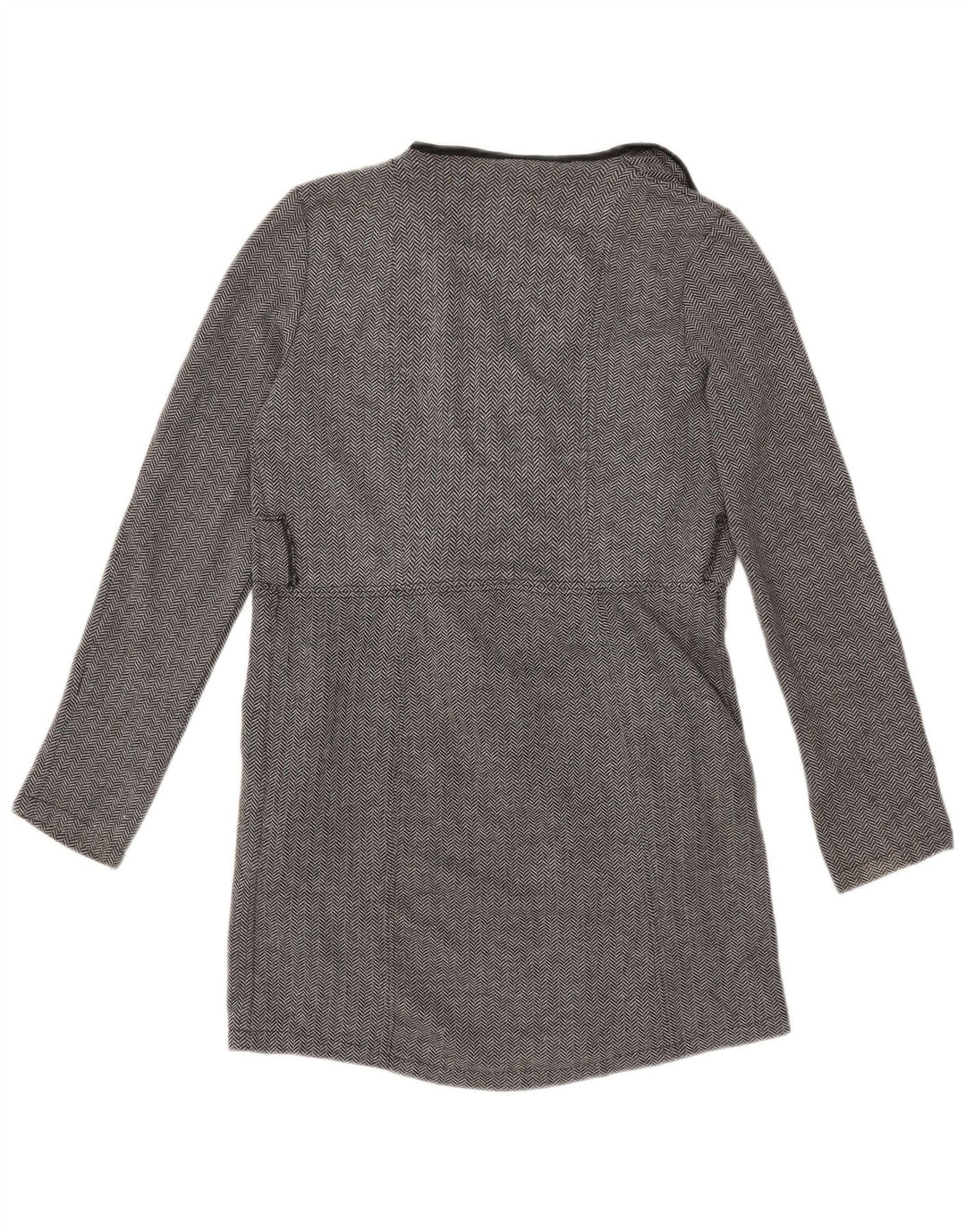 Zara Womens Open Overcoat UK 10 Petit Gris Chevrons