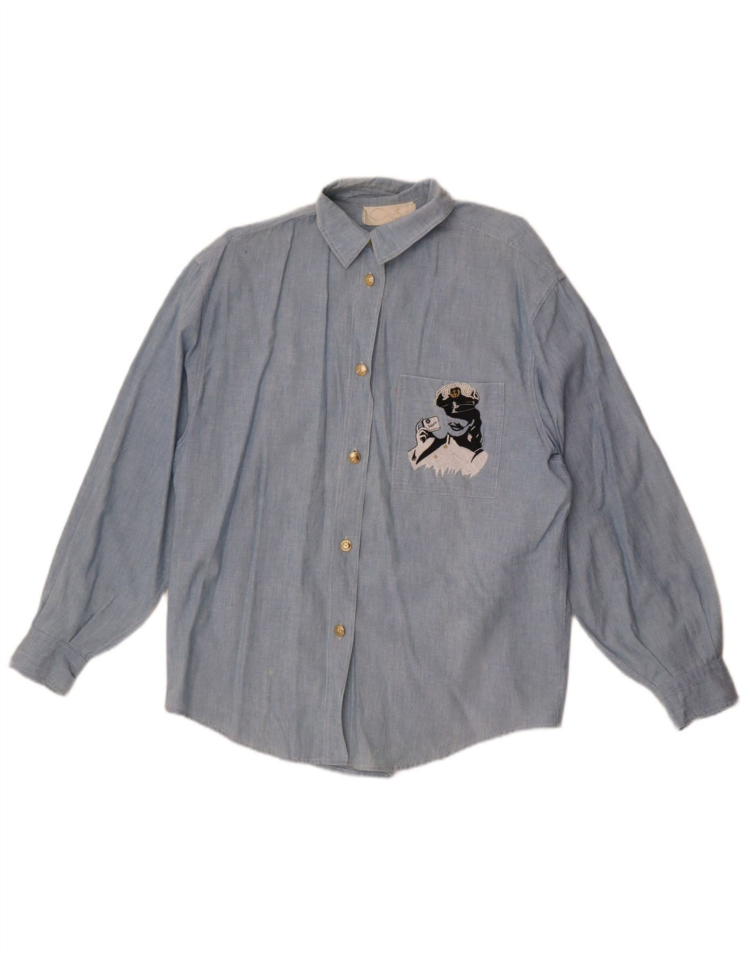 Chemise graphique femme vintage UK 18 XL Bleu