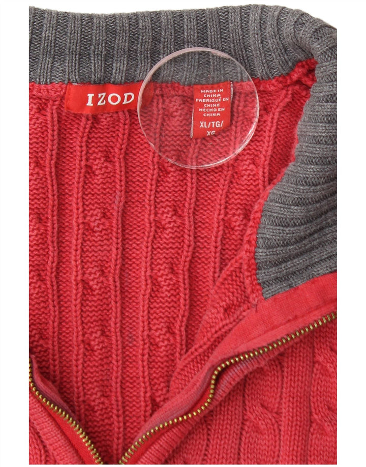 Izod Pull col zippé homme XL rouge