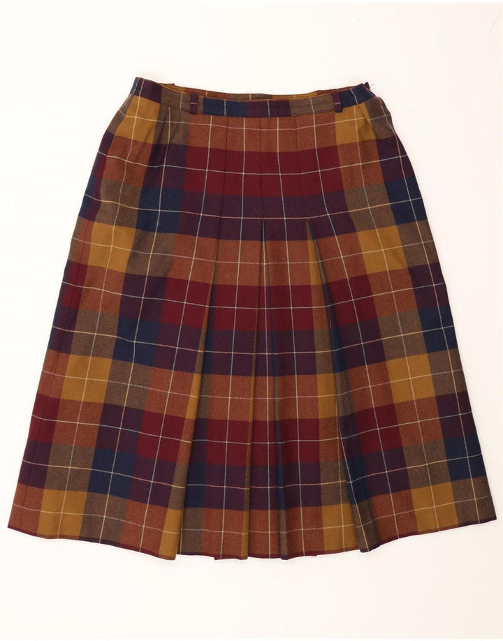 Escada Femme Jupe Trapèze Plissée W30 Laine À Carreaux Multicolore Moyen
